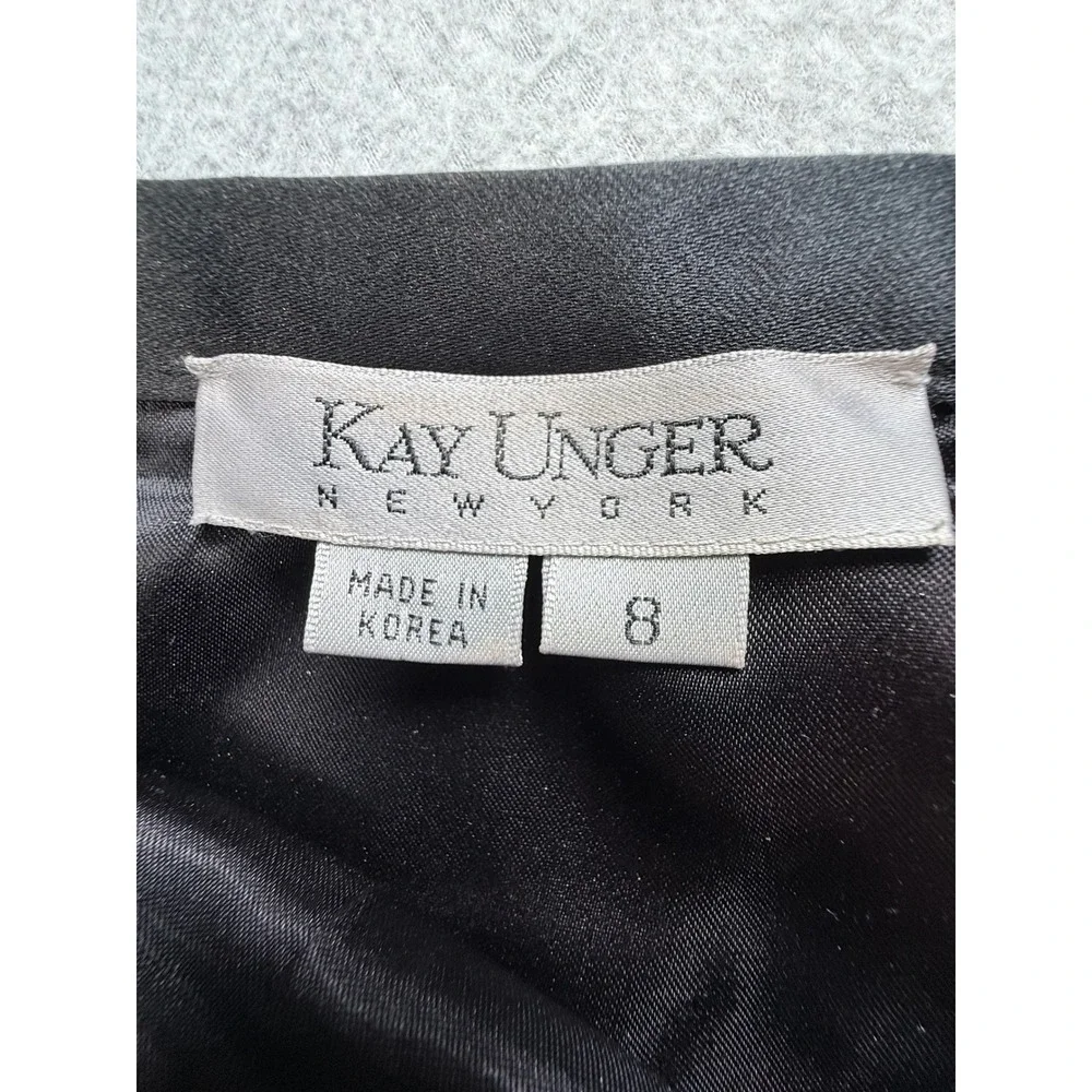Kay Unger New York Skirt Womens 8 Black Satin Ruffle Hem Formal Evening Maxi